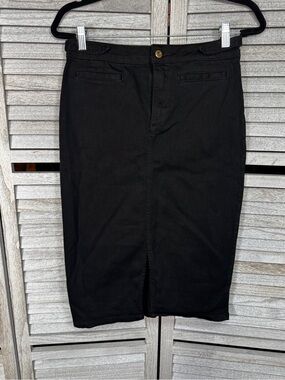 Pilcro Anthropologie Denim Pencil Skirt Sz 6 Slit Teacher Work Skirt
